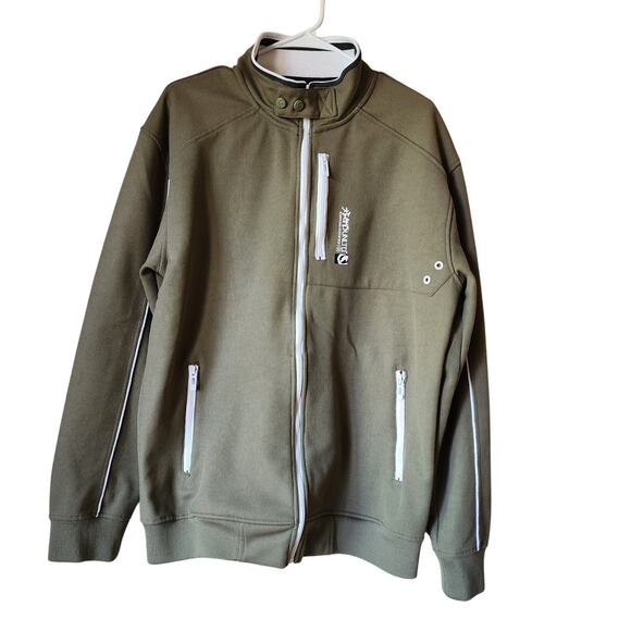 Ecko Unltd Jacket Mens Large Green Full Zip Long Sleeve Track Mock Neck Waffle - Picture 1 of 12